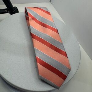 Croft & Barrow Men's Striped Necktie Peach Gray Diagonal Stripe Classic Tie
